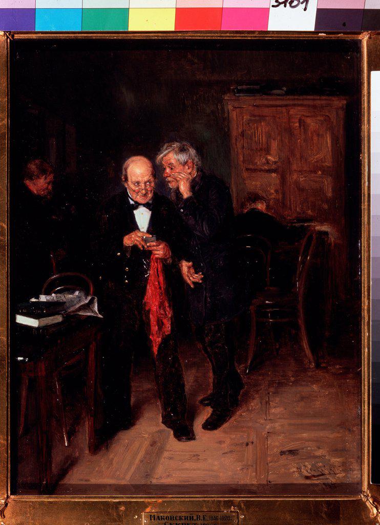 Confidences by Makovsky, Vladimir Yegorovich (1846-1920)/ State Tretyakov Gallery, Moscow/ 1884/ Russia/ Oil on wood/ Russian Painting of 19th cen./ 40,6x31,3/ Genre