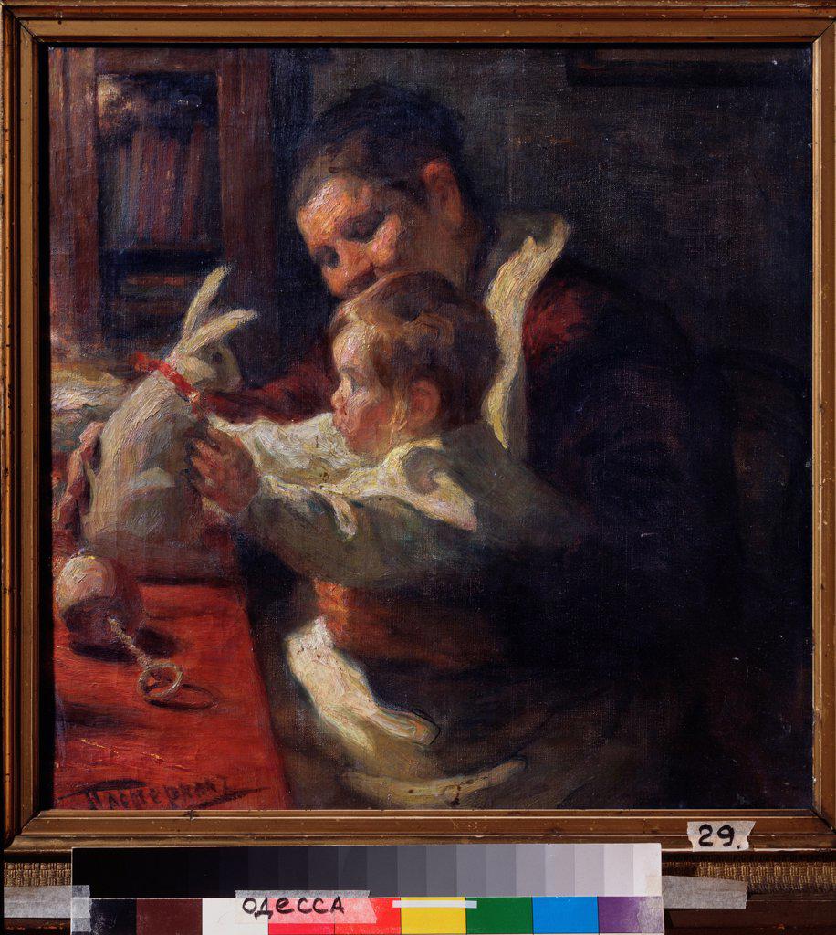 A bunny. Nanny with Child by Pasternak, Leonid Osipovich (1862-1945)/ State Art Museum, Odessa/ 1901/ Russia/ Oil on canvas/ Russian Painting, End of 19th - Early 20th cen./ 48x48/ Genre