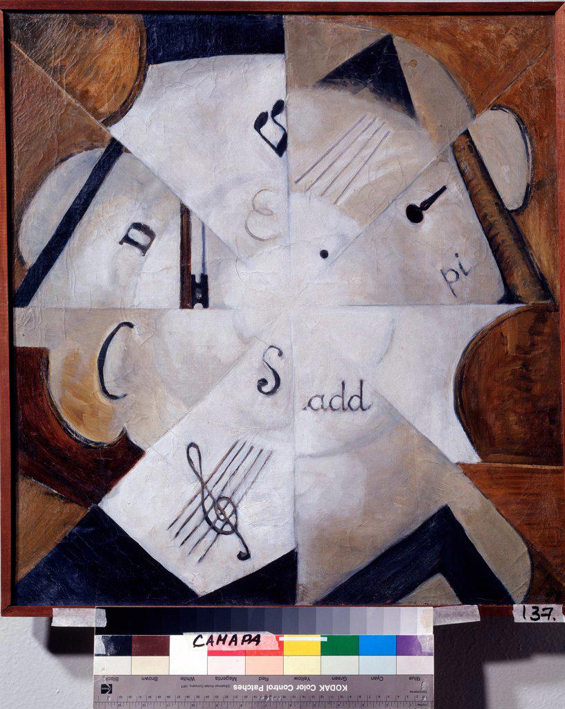 Symphony (Violin) by Menkov, Mikhail Ivanovich (1885-1926)/ State Art Museum, Samara/ 1915/ Russia/ Oil on canvas/ Russian avant-garde/ 63x60,5/ Abstract Art