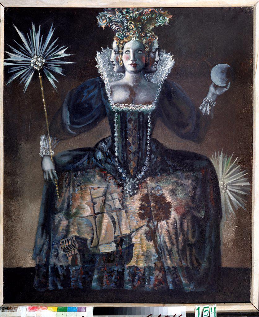 Costume design for the opera Giustino by G.F. Haendel by Levental, Valeri Jakovlevich (*1938)/ State Central M. Glinka Museum of Music, Moscow/ 1986/ Russia/ Oil on canvas/ Theatrical scenic painting/ 120x100/ Opera, Ballet, Theatre