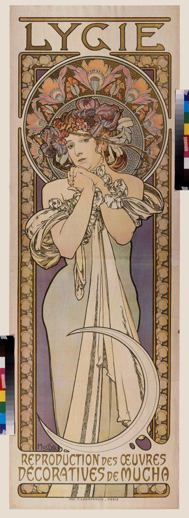 Poster for the dance group Lygie (Upper part) by Mucha, Alfons Marie (1860-1939)/ State A. Pushkin Museum of Fine Arts, Moscow/ 1901/ Czechia/ Colour lithograph/ Art Nouveau/ 170x55/ Music, Dance,Poster and Graphic design
