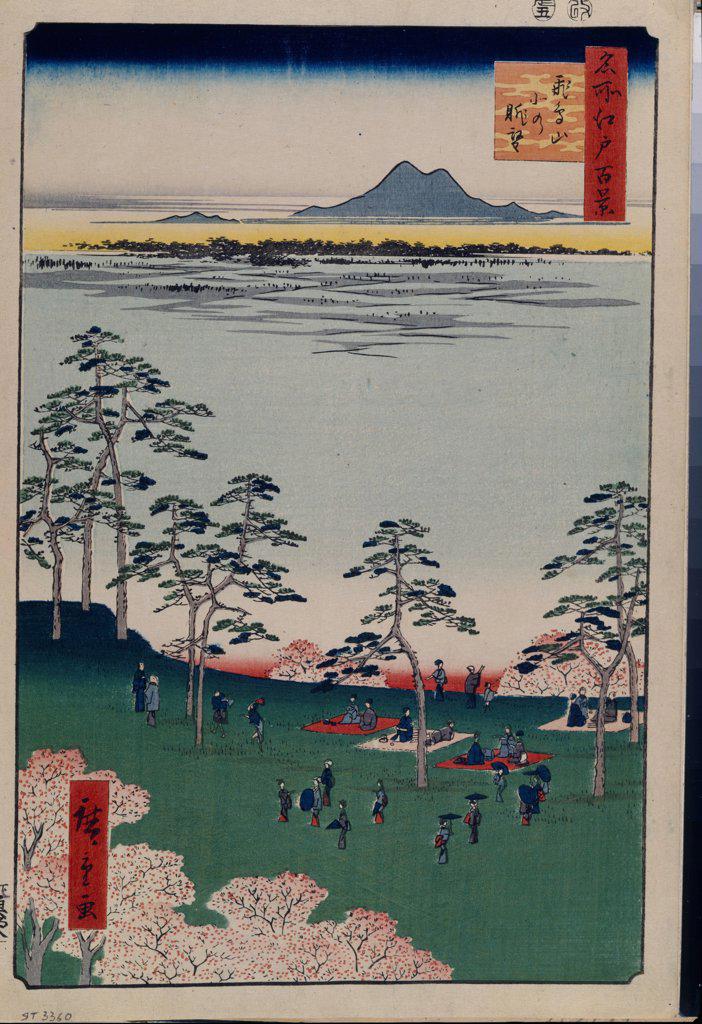 View to the North from Asukayama (One Hundred Famous Views of Edo) by Hiroshige, Utagawa (1797-1858) / State Hermitage, St. Petersburg / 1856-1858 / Japan / Colour woodcut / Landscape /