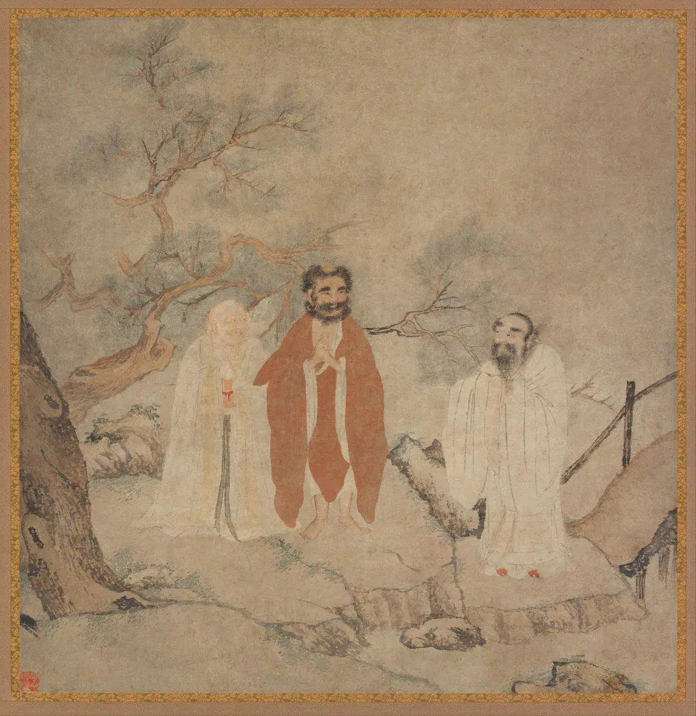 Sakyamuni, Laozi and Confucius by Chinese Master   / Freer Gallery of Art, Washington, D.C. / Between 1368 and 1644 / China, Ming Dynasty / Watercolour and ink on paper / Portrait,Mythology, Allegory and Literature / The Oriental Arts