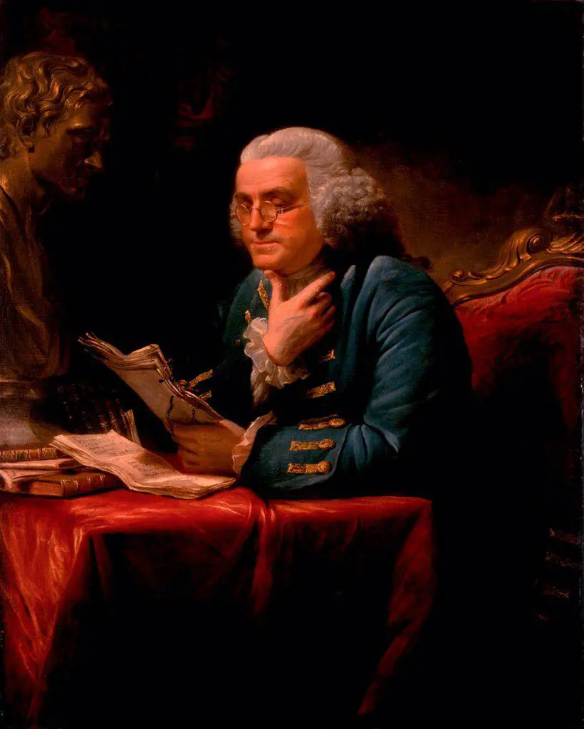 Portrait of Benjamin Franklin by Martin, David (1737-1797) / White House / 1767 / Great Britain / Oil on canvas / Portrait / 127x101 / Rococo