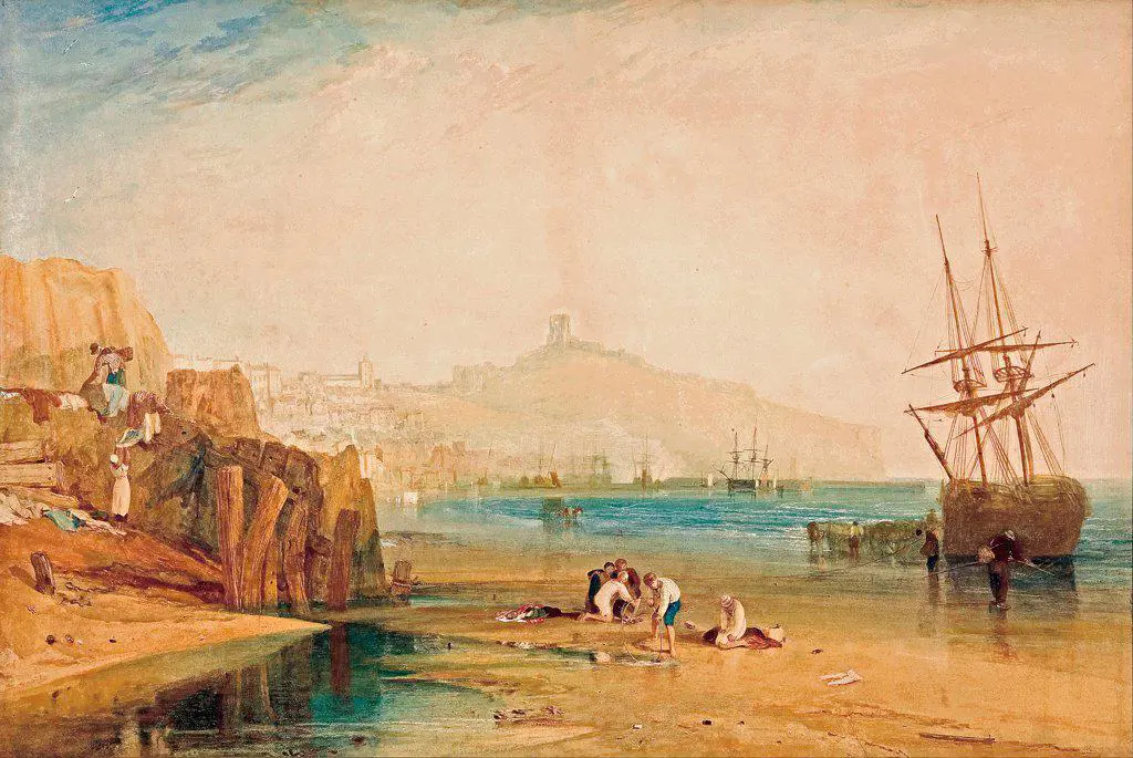 Scarborough, morning, boys catching crabs by Turner, Joseph Mallord William (1775-1851) / Art Gallery of South Australia / c. 1810 / Great Britain / Watercolour on paper / Landscape,Genre / 85x111,7 / Romanticism