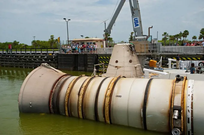 STS-135 Solid Rocket Booster Arrives at Port Canaveral