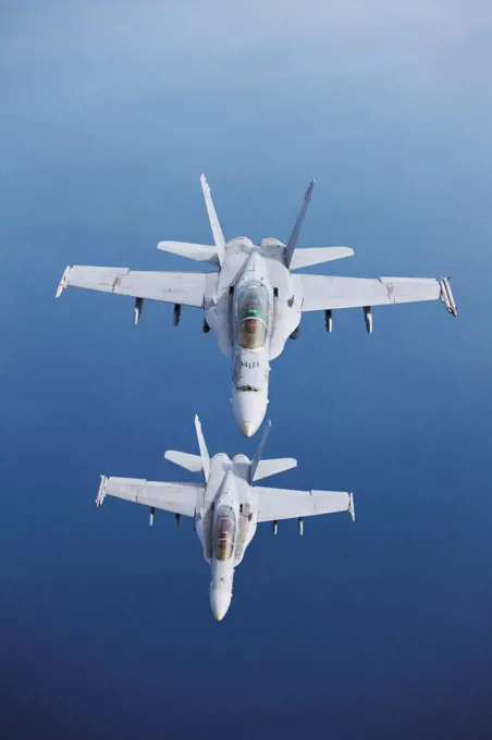 United States Marine Corps F/A-18D Hornets flying in formation