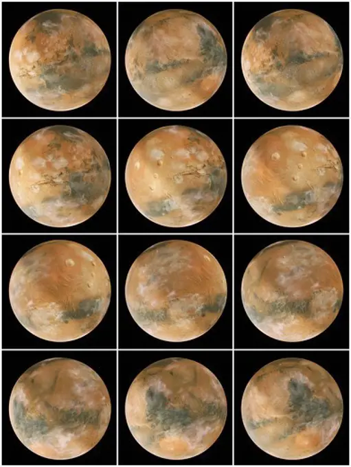 Digital Illustration of Mars' Rotation