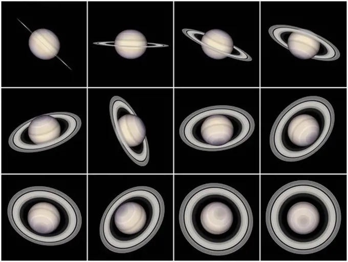 Digital Illustration of Saturn's Appearance From Different Angles