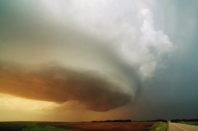 A Tornadic Supercell Looms Over Rural Nebraska