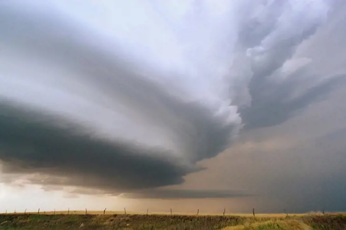 Threatening Tornadic Thunderstorm Over Farmland