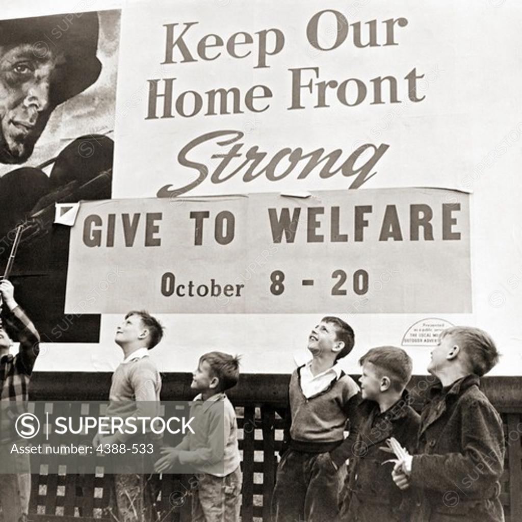 Stock Photo: 4388-533 Billboard Supporting War Effort