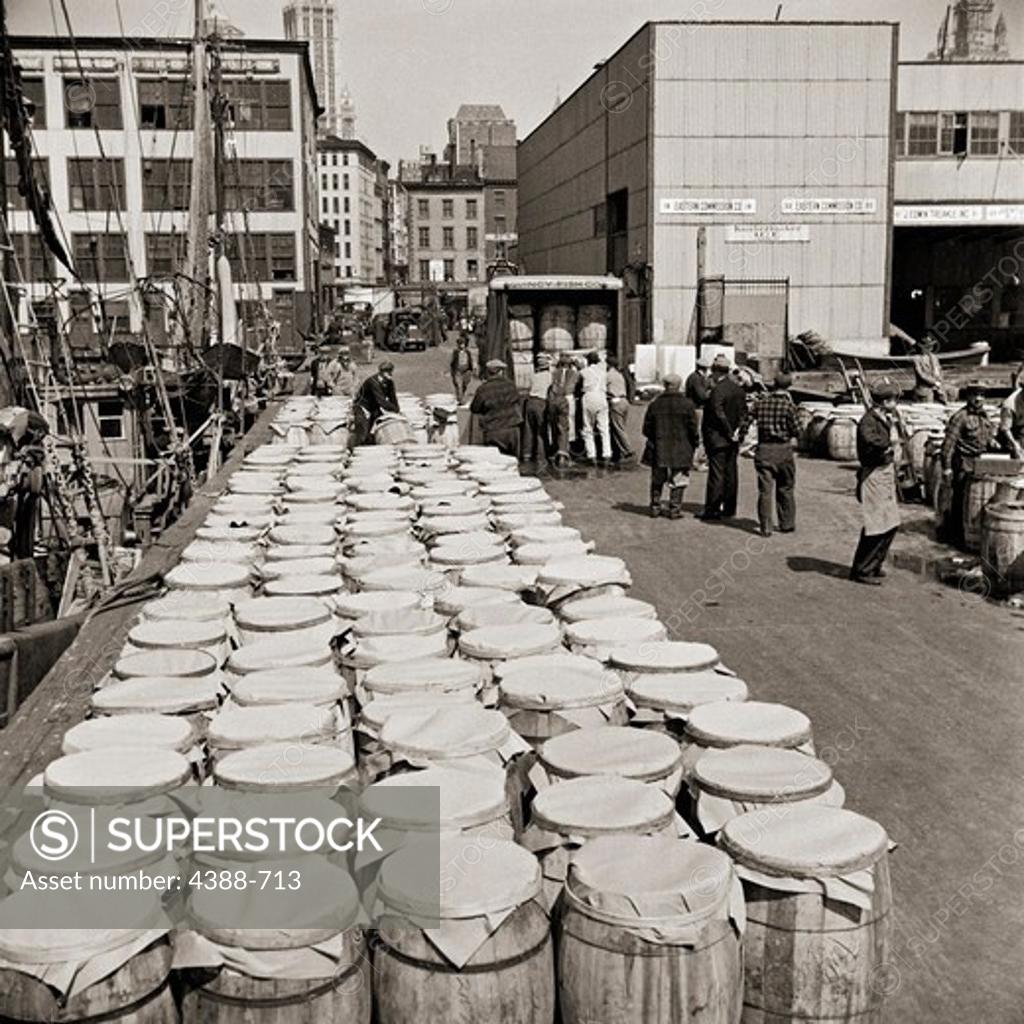 Stock Photo: 4388-713 Barrels of Fish