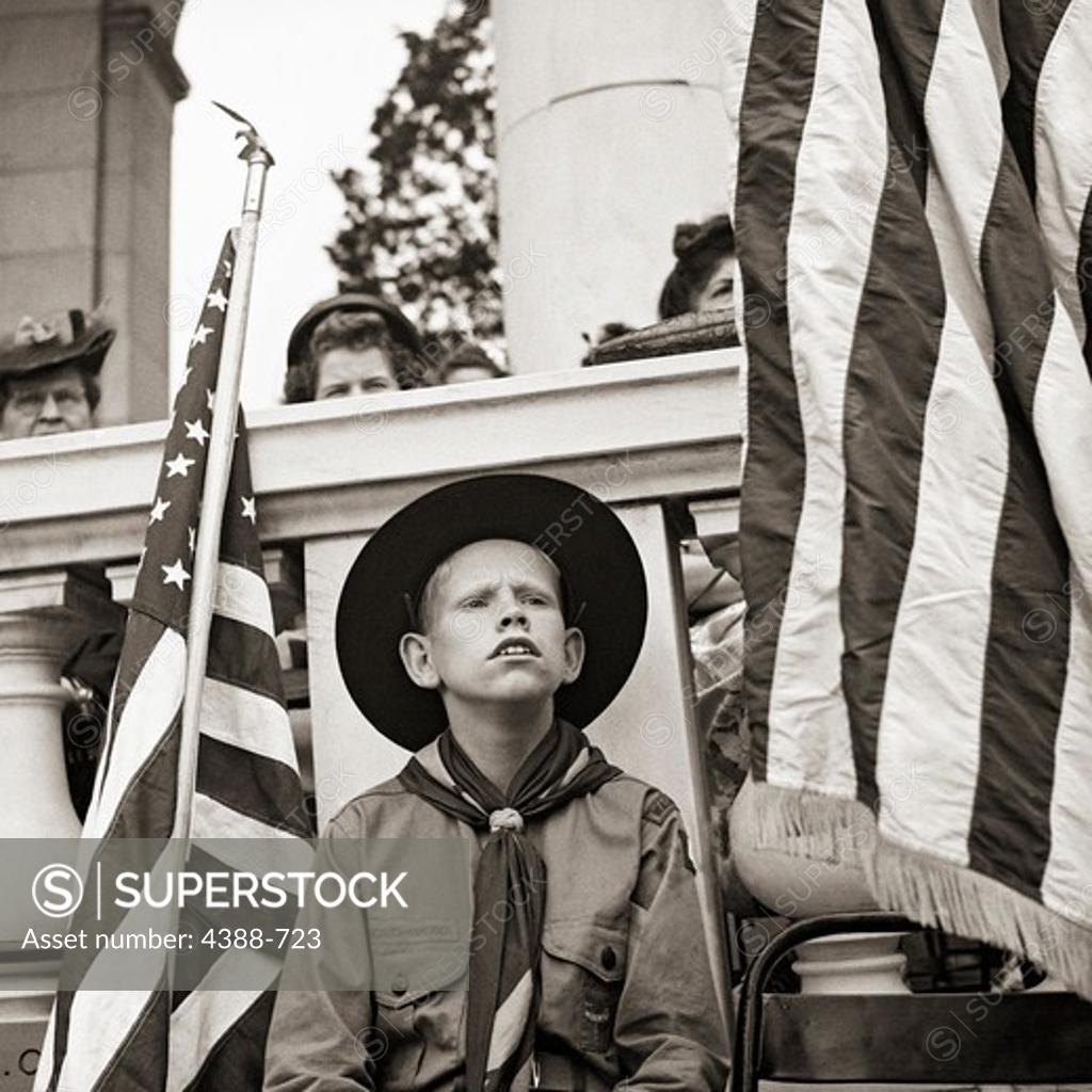 Stock Photo: 4388-723 Boy Scout at Memorial Day