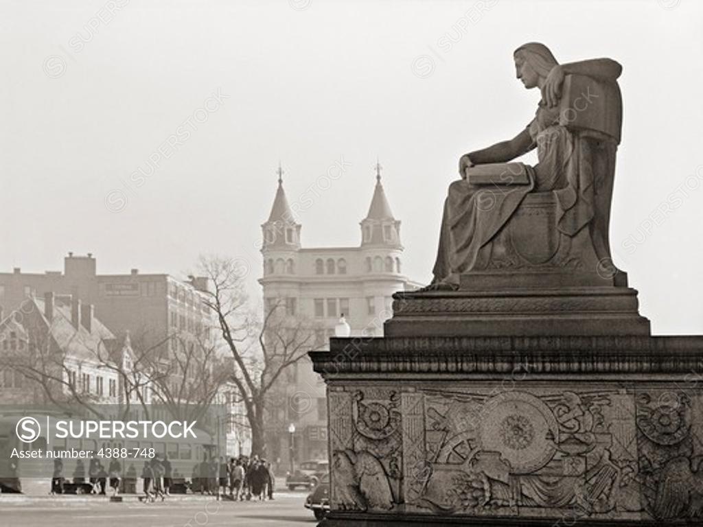 Stock Photo: 4388-748 Statue Outside of National Archives
