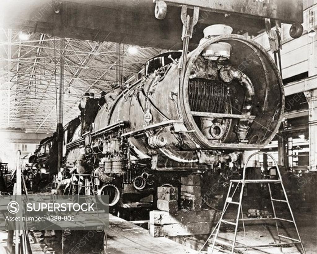 Stock Photo: 4388-805 Building a Locomotive