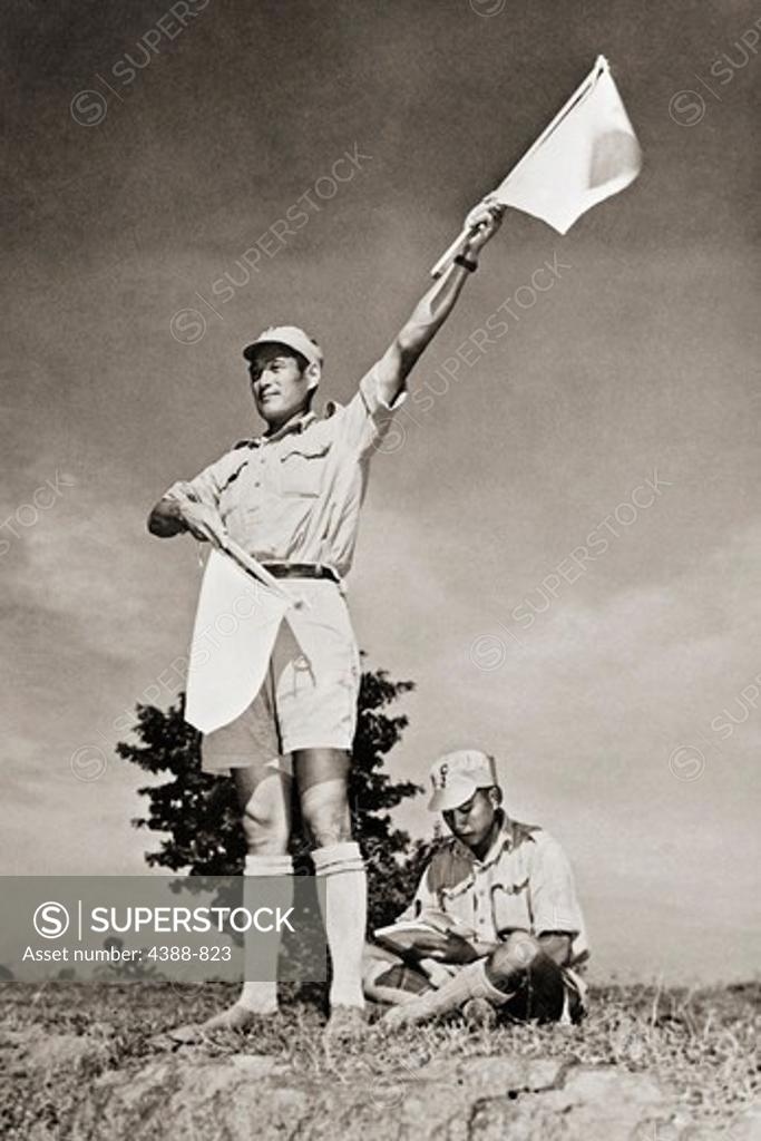 Stock Photo: 4388-823 Signaling with Flags