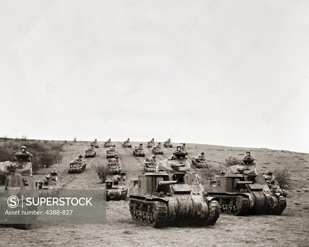 Stock Photo: 4388-827 Columns of Tanks