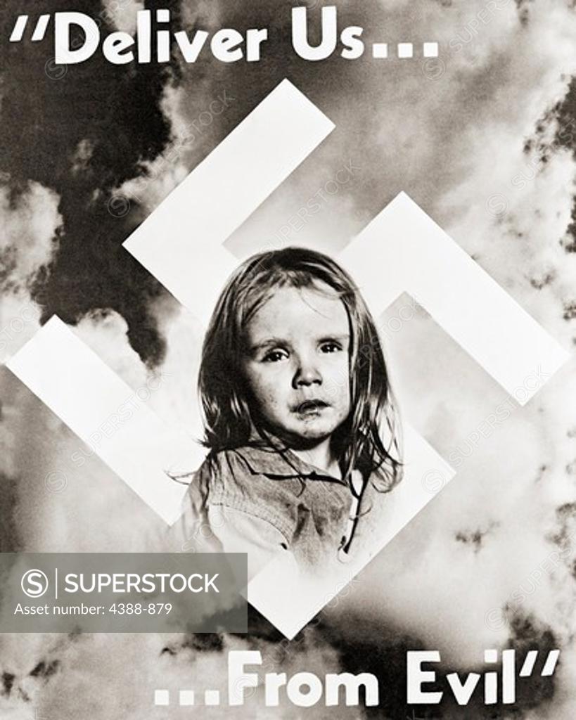 Stock Photo: 4388-879 Little Girl Threatened by Swastika