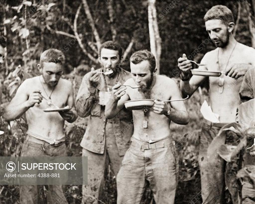 Stock Photo: 4388-881 Soldiers Eating