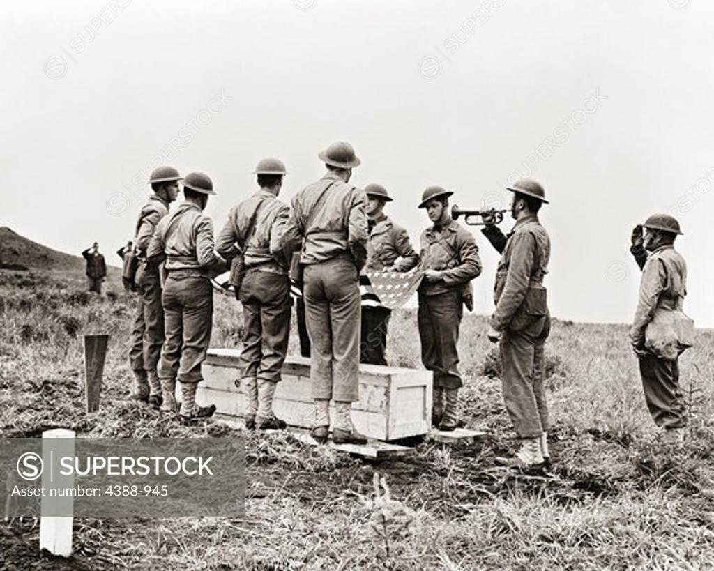 Stock Photo: 4388-945 Military Funeral in Aleutians Islands