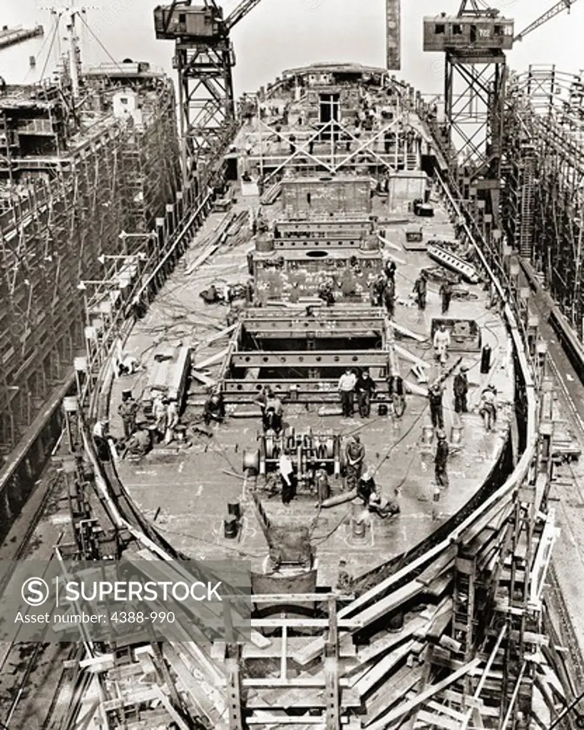 Liberty Ship Under Construction