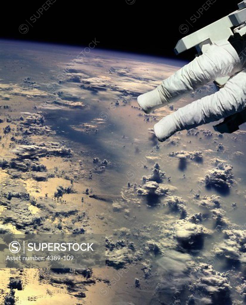 Stock Photo: 4389-109 Astronaut's View of an Erupting Volcano in the Pacific Ocean