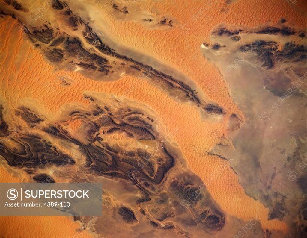 Stock Photo: 4389-110 Algerian Desert as Viewed from Earth Orbit