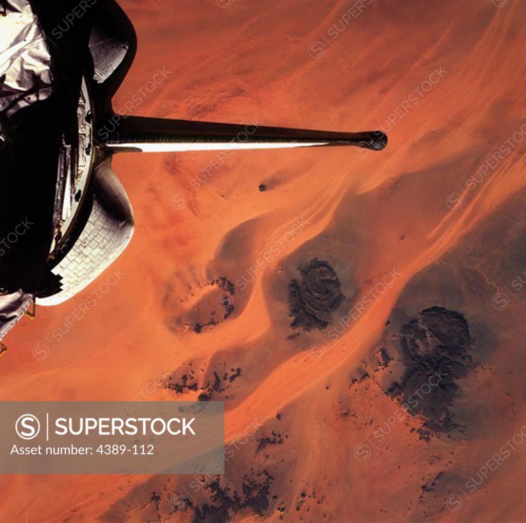 Stock Photo: 4389-112 View From Earth Orbit of the Libyan Desert
