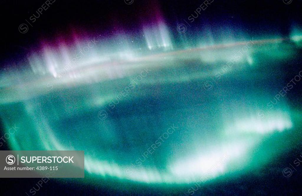 Stock Photo: 4389-115 Aurora as Seen from Earth Orbit, Looking Down