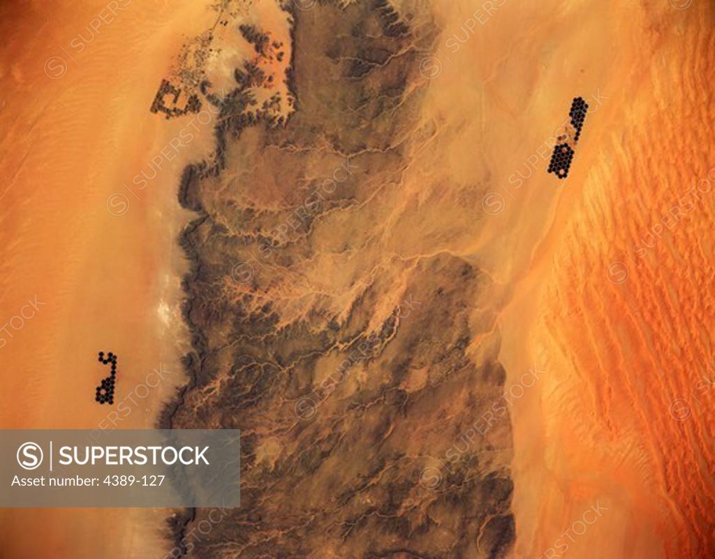 Stock Photo: 4389-127 Libyan Desert as Seen From Space Shuttle Atlantis