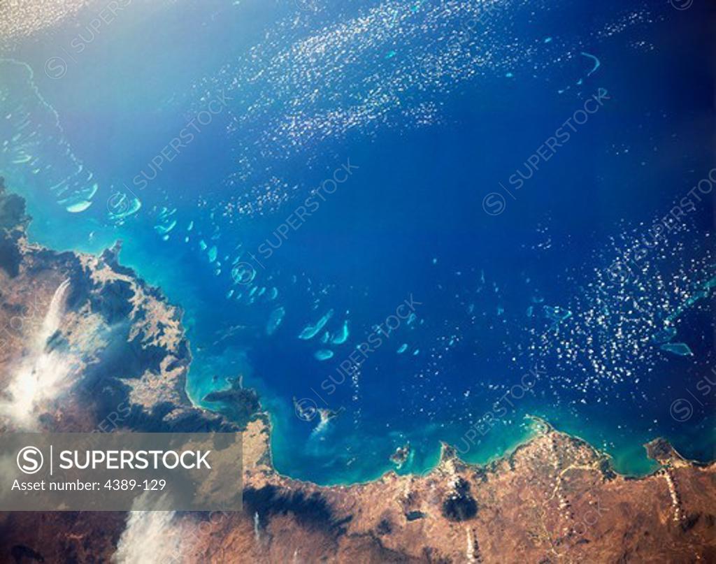 Stock Photo: 4389-129 A View From Space of the Great Barrier Reef