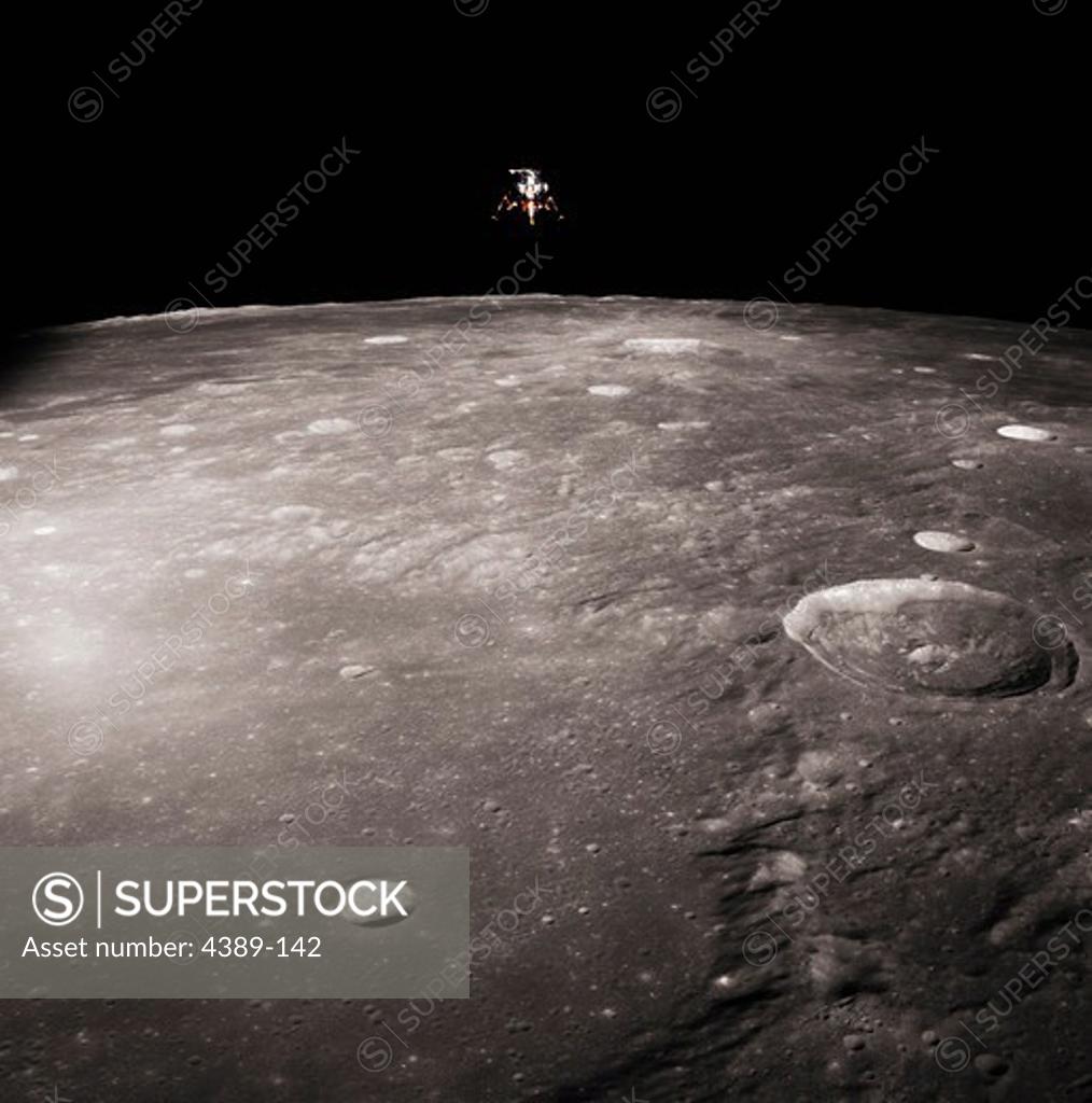 Stock Photo: 4389-142 A View From Apollo 12's Command Module of Lunar Module after Separation