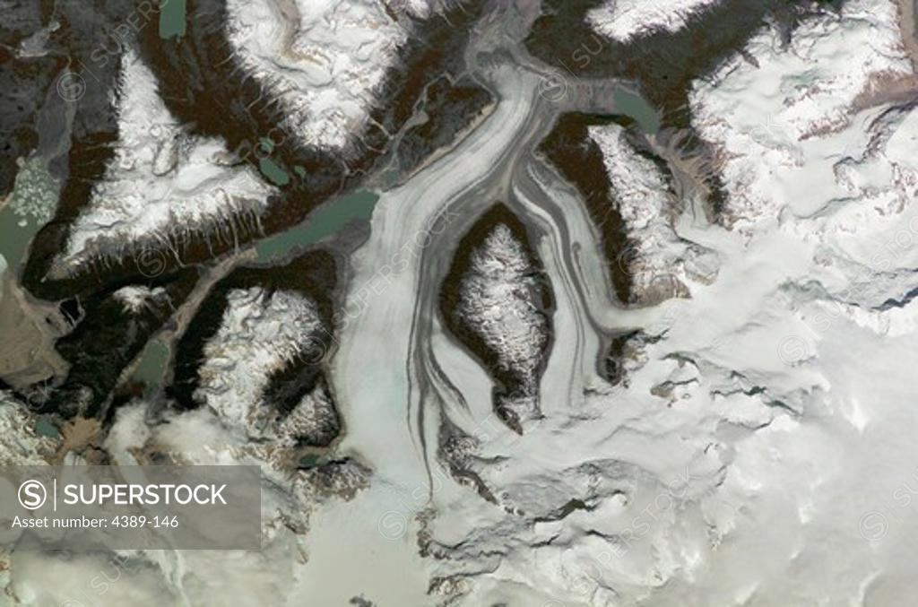 Stock Photo: 4389-146 Chilean Glaciers Flow Down the Andes Mountains