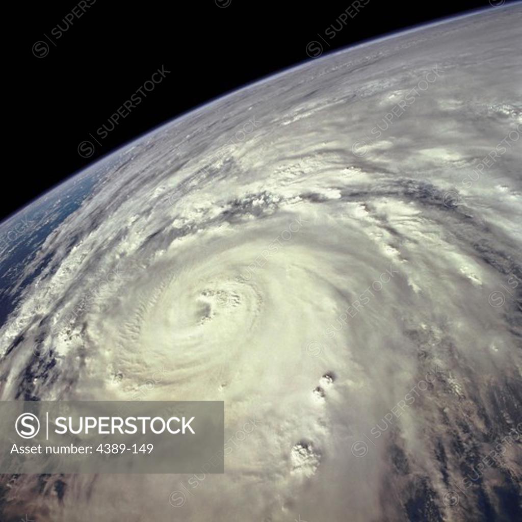 Stock Photo: 4389-149 Typhoon Saomai From Space Shuttle Atlantis in Earth Orbit
