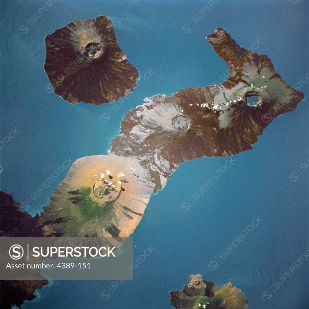 Stock Photo: 4389-151 Galapagos Islands From Space Shuttle Endeavor in Earth Orbit