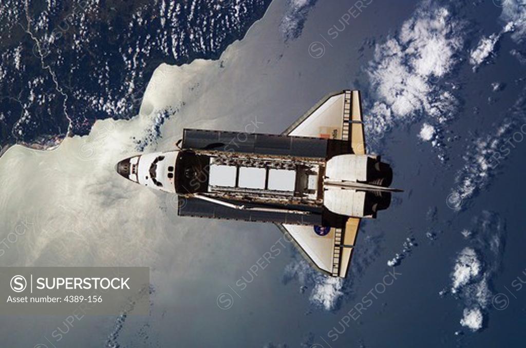 Stock Photo: 4389-156 Space Shuttle Atlantis as Seen by the International Space Station