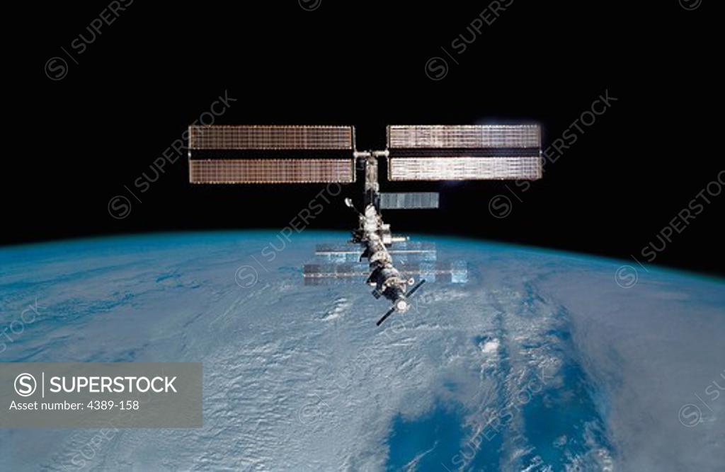 Stock Photo: 4389-158 The International Space Station as Seen by the Space Shuttle Endeavor.
