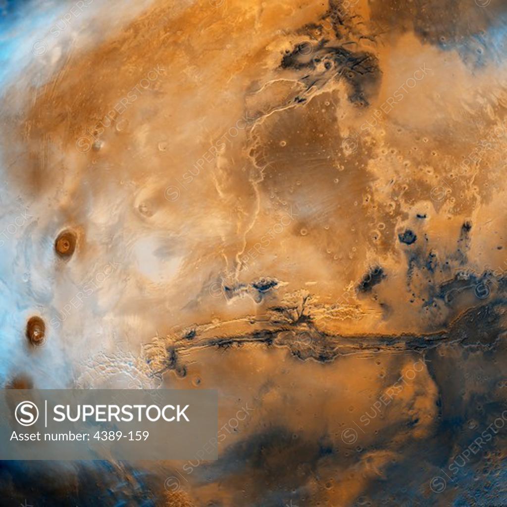 Stock Photo: 4389-159 Photo Mosaic of Valles Marineris Hemisphere, Mars, from Viking Orbiter