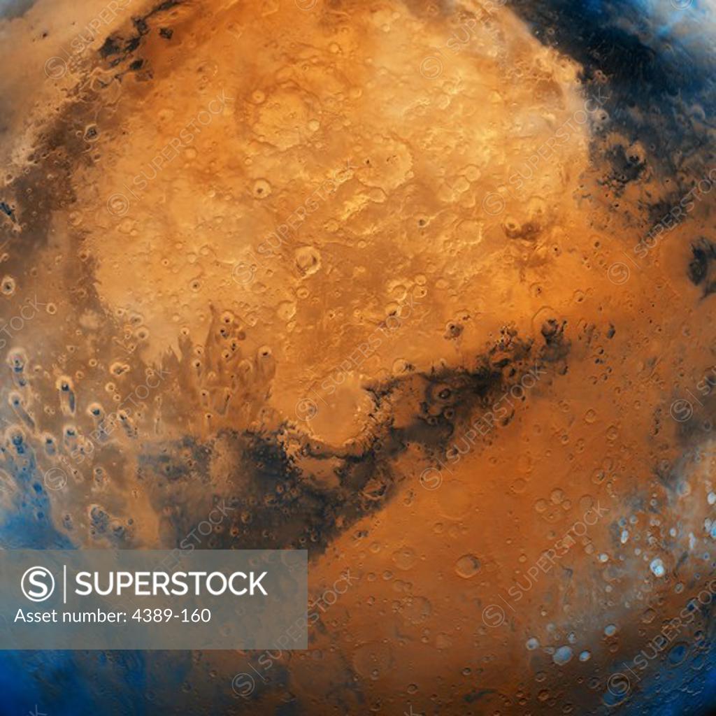 Stock Photo: 4389-160 Photo Mosaic of Schiaparelli Hemisphere, Mars, from Viking Orbiter