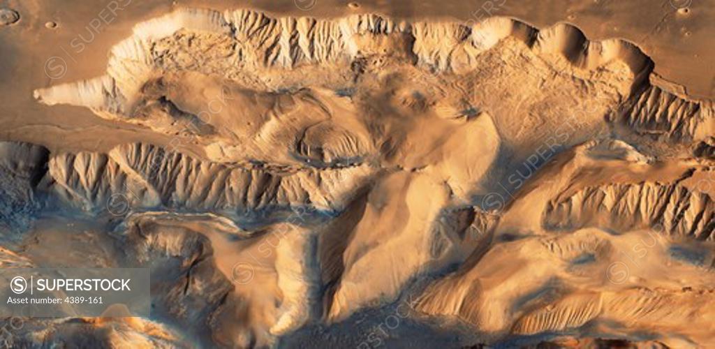 Stock Photo: 4389-161 Oblique View of Valles Marineris, Mars, from Viking Orbiter