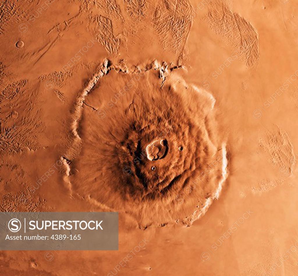 Stock Photo: 4389-165 Olympus Mons, Mars, from Viking Orbiter
