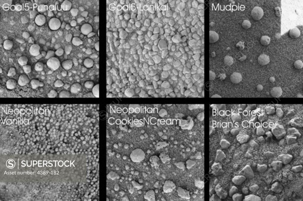 Stock Photo: 4389-182 Comparison of Soil Particles, Mars from Opportunity Rover
