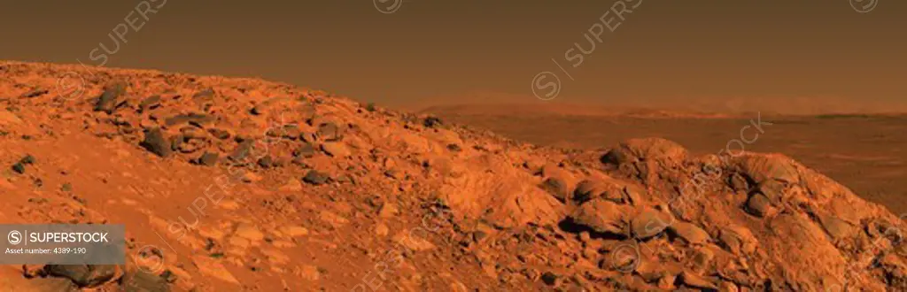 Panorama of Gusev Crater and 'Longhorn' Outcropping Taken by Mars Exploration Rover Spirit, Mars