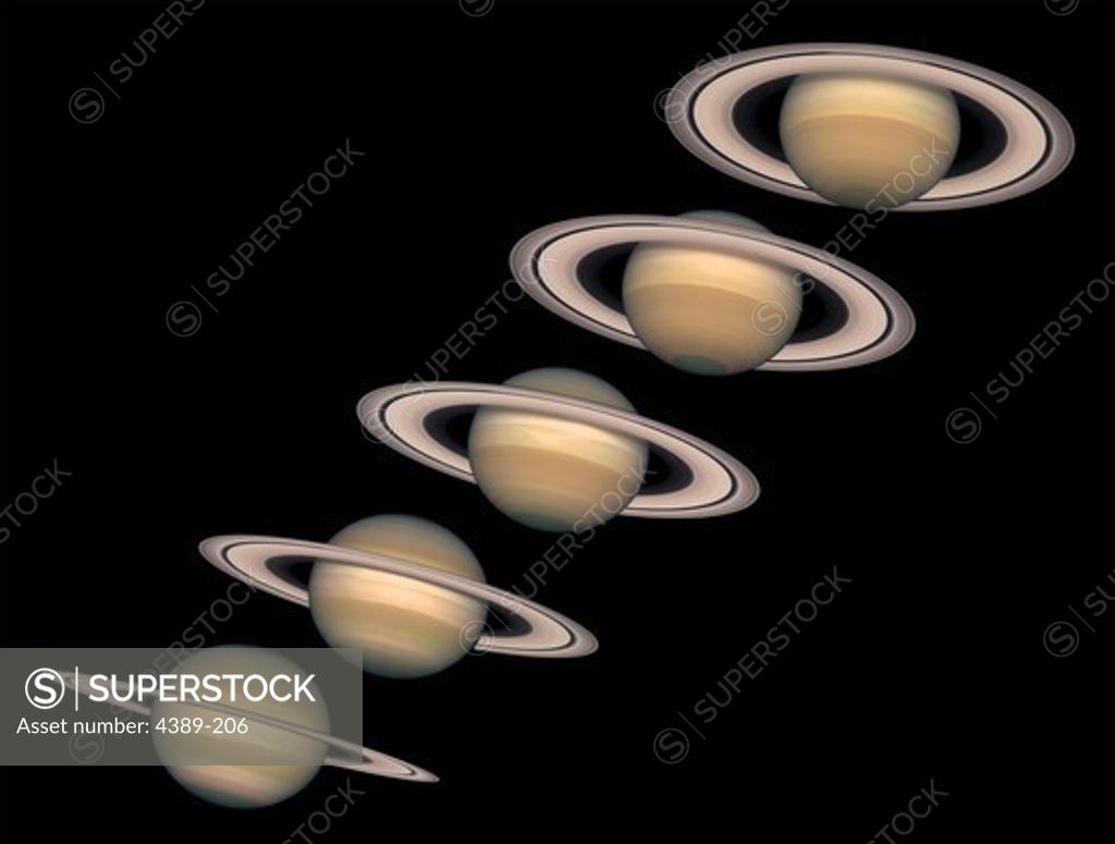 Stock Photo: 4389-206 A Change of Seasons on Saturn, as Seen by Hubble Space Telecope