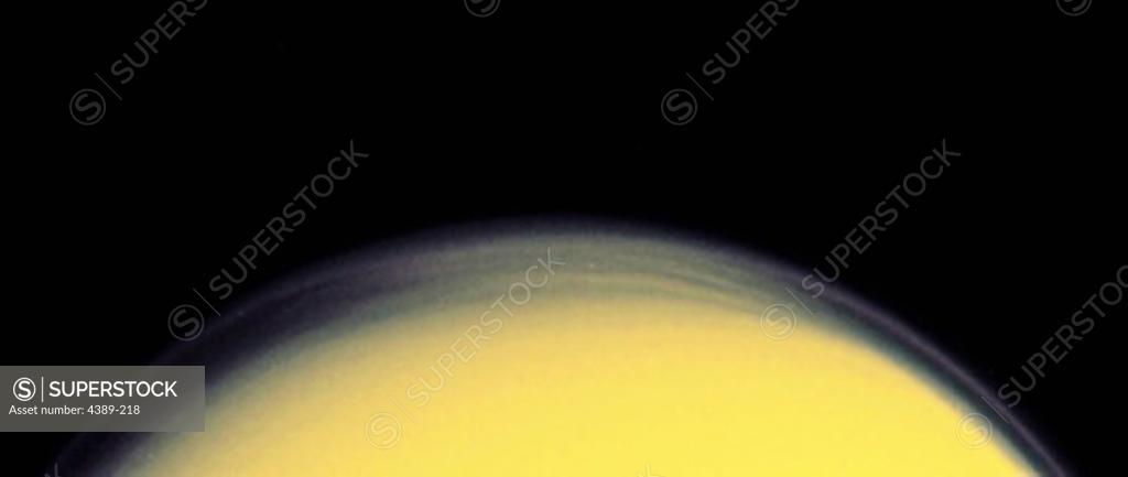 Stock Photo: 4389-218 Titan's Haze Up Close Seen by Cassini