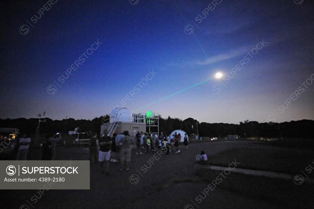 Stock Photo: 4389-2180 Laser Ranging Facility Aiming at Moon
