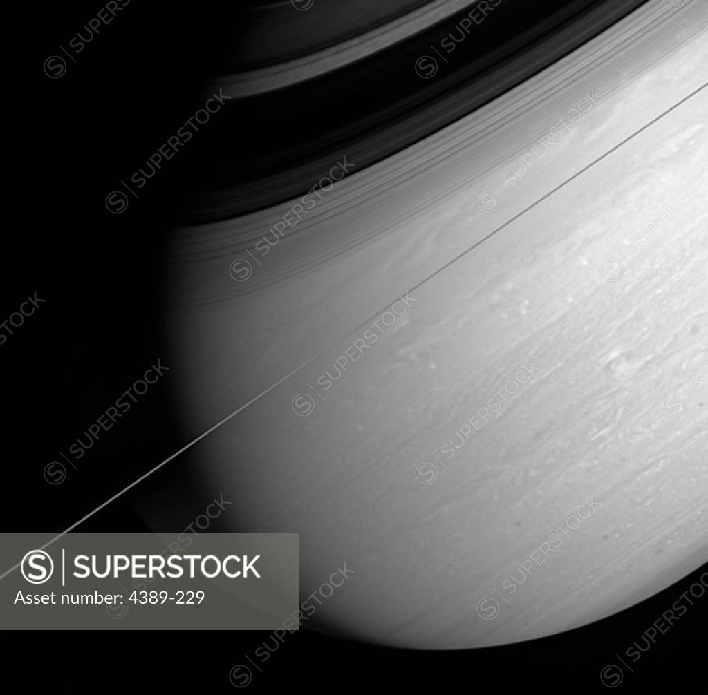 Stock Photo: 4389-229 Stunning Edge-On View of Saturn From Cassini