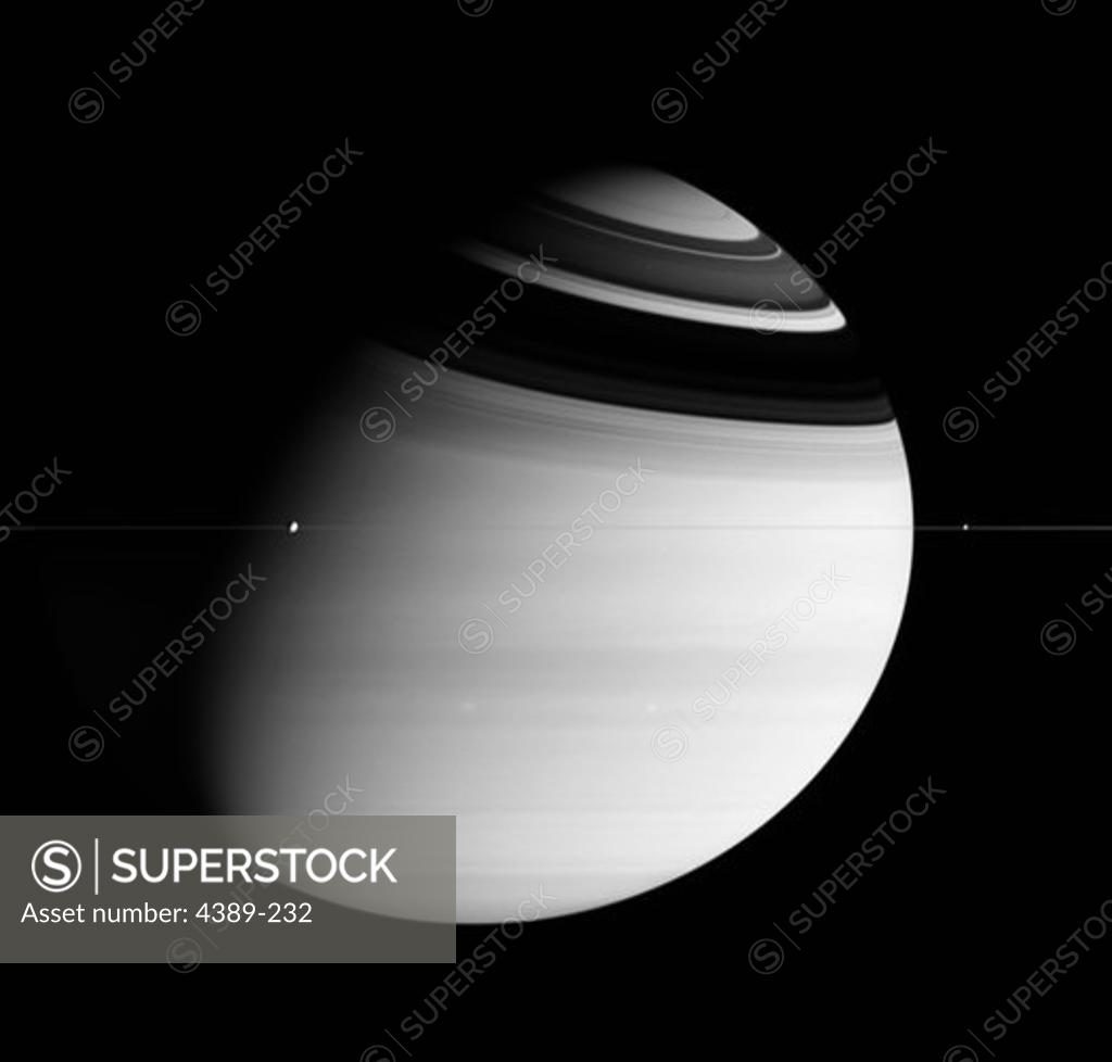 Stock Photo: 4389-232 Stunning Edge-On View of Saturn From Cassini