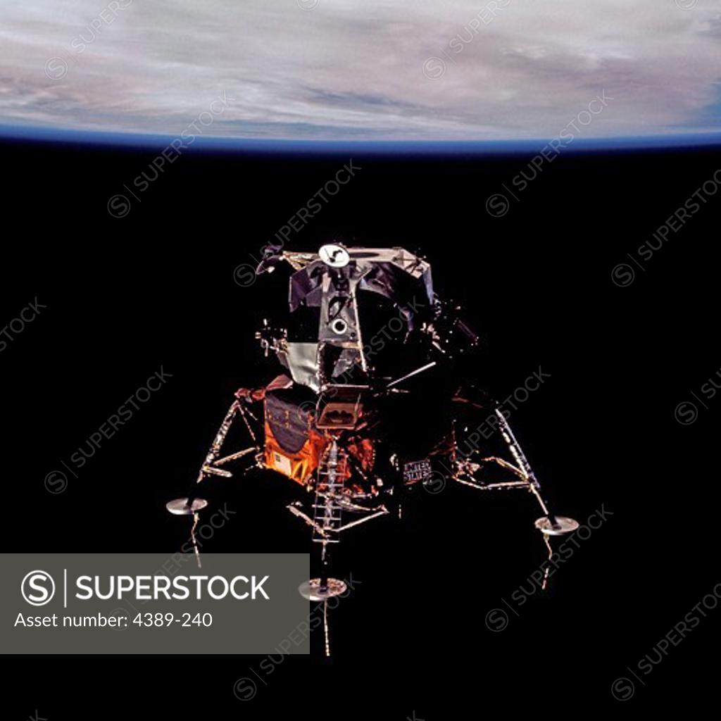 Stock Photo: 4389-240 Apollo 9 - A Test Lunar Module in Earth Orbit